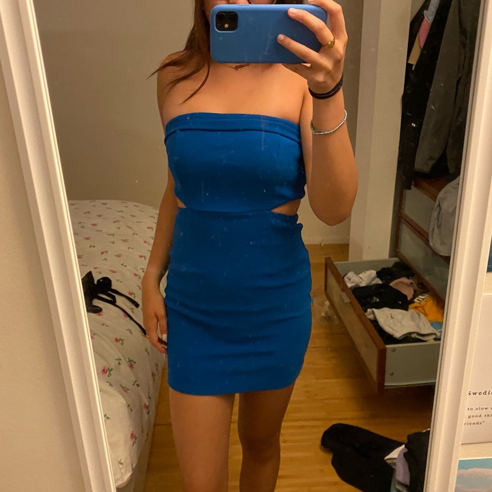 princess polly blue alaska strapless mini dress